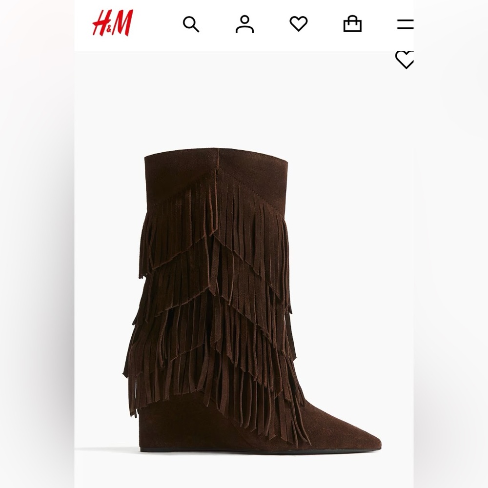 New with tags H&M Premium Selection Wedge Fringe boots